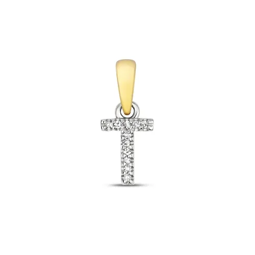 T Diamond Initial Pendent 0.02ct 0.30g - 9ct Yellow Gold 
